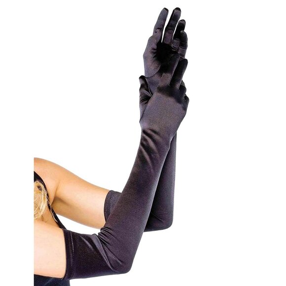 Opera Length White Satin Gloves Womens One Size OS Roleplay Cosplay Accessory - Picture 9 of 9